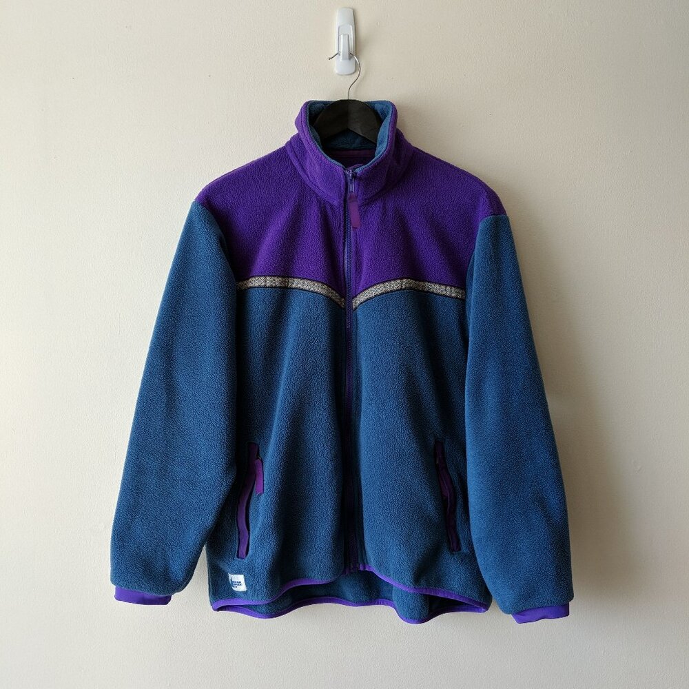 Vintage 90s MEC Fleece Polartec Full Zip Up Jacket Flower Motif